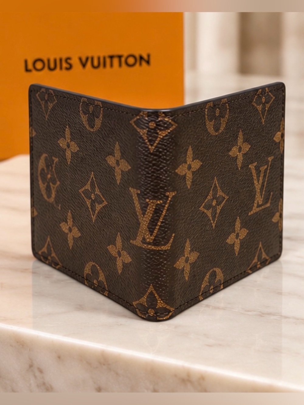 Monogram Canvas Wallet in Brown & Tan